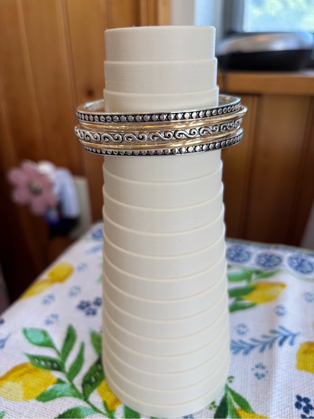 Two-Tone Ornate Cuff Bracelet - Gold & Silver - Picture 4 of 4